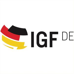 Die drei Streifen der Deutschlandflagge mit dem Schriftzusatz IGFde