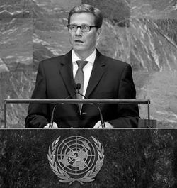 Guido Westerwelle vor der UN-Generalversammlung, 2012 (© UN Photo/J Carrier)