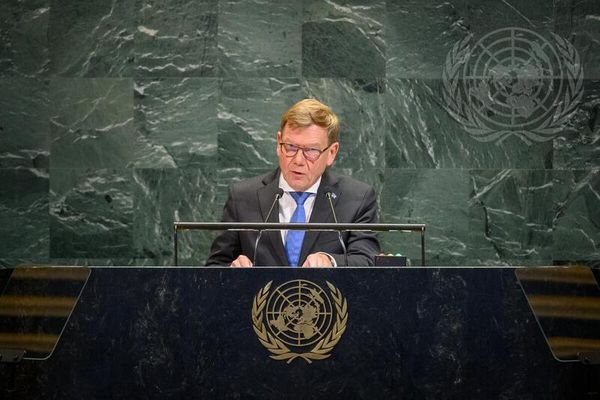 Der Außenminister Johann Wadephul vor der UN-Generalversammlung im Jahr 2025.