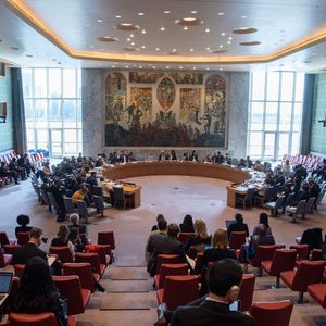 Blick in den Saal des Sicherheitsrates von der Besuchertribüne.