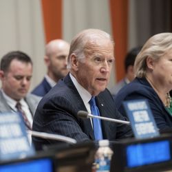 Der damalige Vize und heutige Präsident der USA, Joe Biden, beim High-Level Side Event "Path2Equality" 